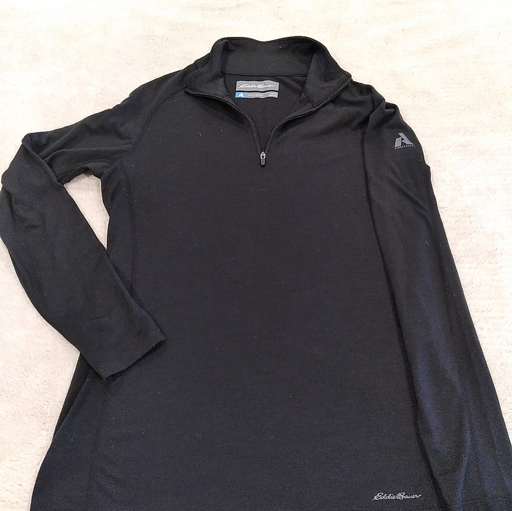 Eddie Bauer pullover 1/4 zip women's large firstascent black active